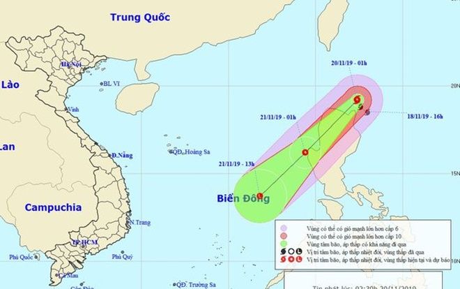 Bão Kalmaegi đang hướng vào Biển Đông, sức gió mạnh cấp 11, giật cấp 13
