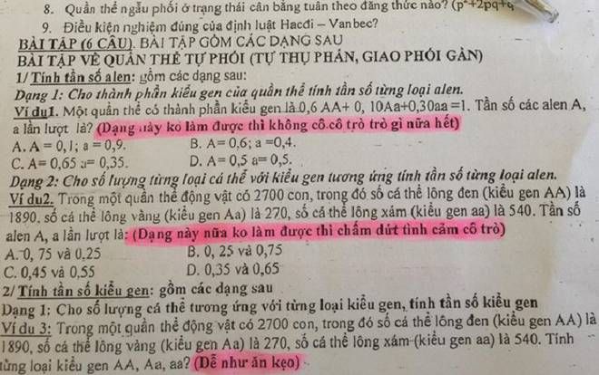 Cô giáo nhắn nhủ với giọng điệu hờn dỗi trong đề cương ôn tập khiến các cô cậu học trò thích thú vì quá đỗi dễ thương