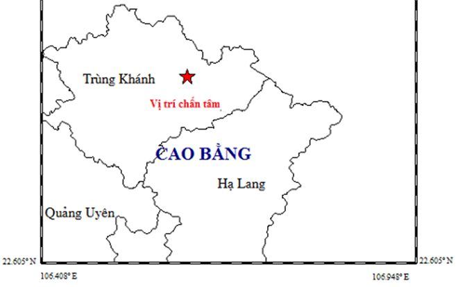 Động đất độ sâu chấn tiêu khoảng 14km xảy ra tại Cao Bằng