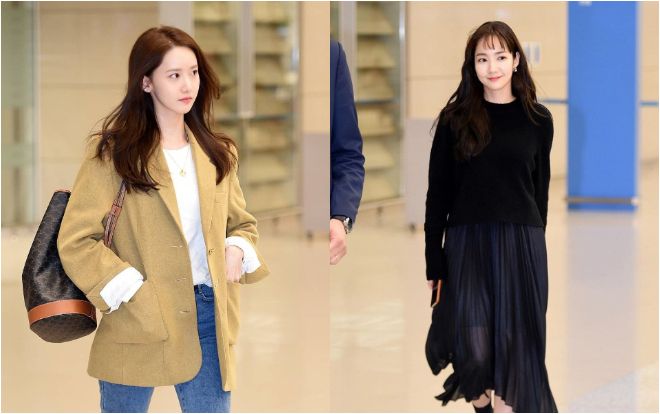 Xuất hiện tại sân bay, Yoona thanh lịch, tinh tế - 'Thư ký Kim' nữ tính, nhí nhảnh trong váy xếp ly