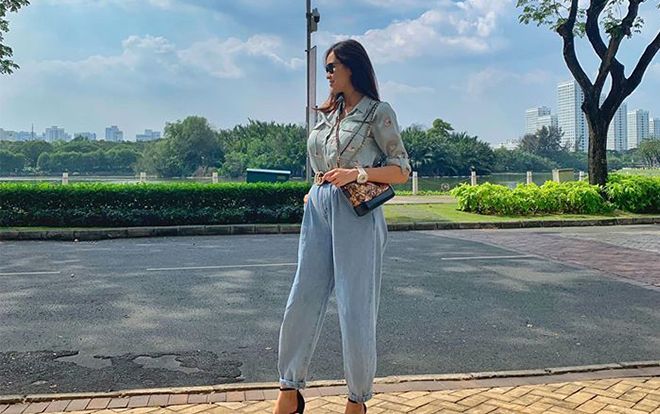 Phương Mai rạng rỡ xuống phố cùng ông xã sau 1 tuần sinh mổ