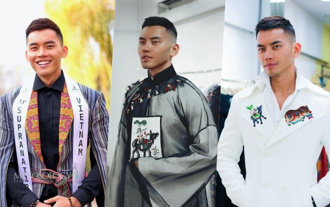 Mạnh Khang ghi điểm với vest thổ cẩm H'Mông, áo in tranh Đông Hồ, hoàn thành tốt phần thi phỏng vấn