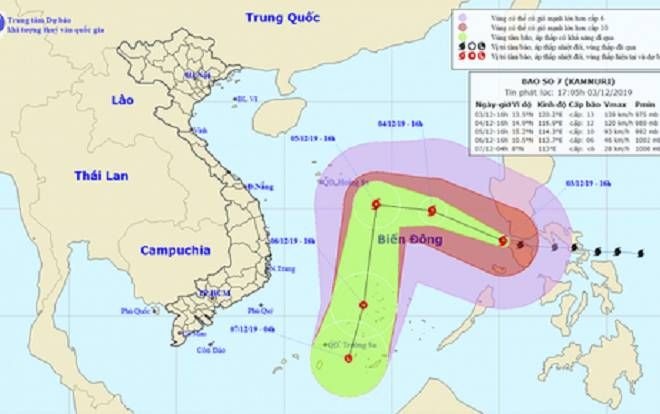 Dự báo thời tiết hôm nay (4/12): Bão Kammuri mạnh lên thành cơn bão số 7