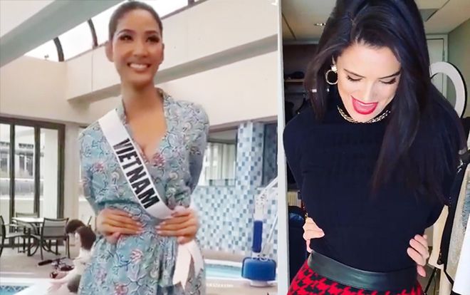 Hoàng Thùy khoe tài hai tay chạm rốn, Hoa hậu Anh nhanh chóng bắt trend nhưng đành 'bó tay'