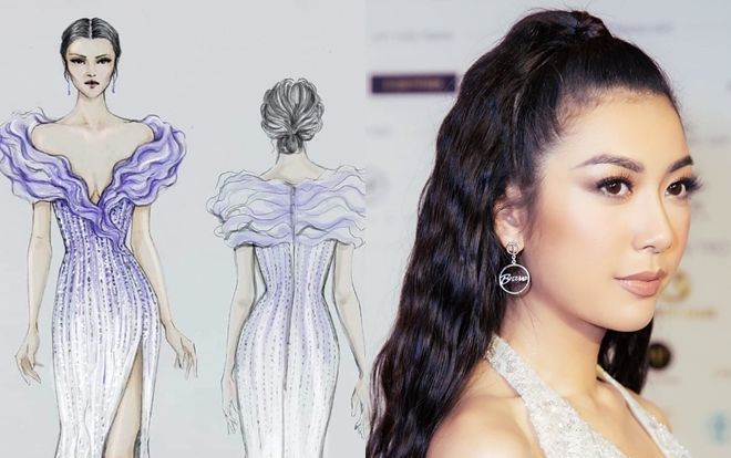 Hé lộ váy chung kết của Thúy Vân: Ý nghĩa từ tên gọi, màu tím quá hợp với vương miện Brave Heart