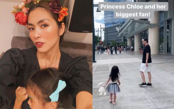 Tăng Thanh Hà khoe khoảnh khắc ông xã Louis Nguyễn mải mê chụp hình cho con gái cưng