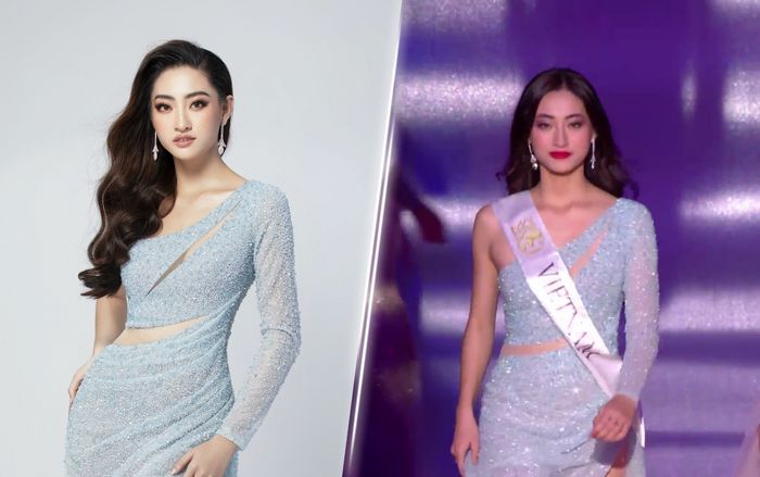 CLIP: Lương Thùy Linh 'chốt hạ' váy xanh đẹp dịu dàng đọ tài catwalk cùng hoa hậu Venezuela