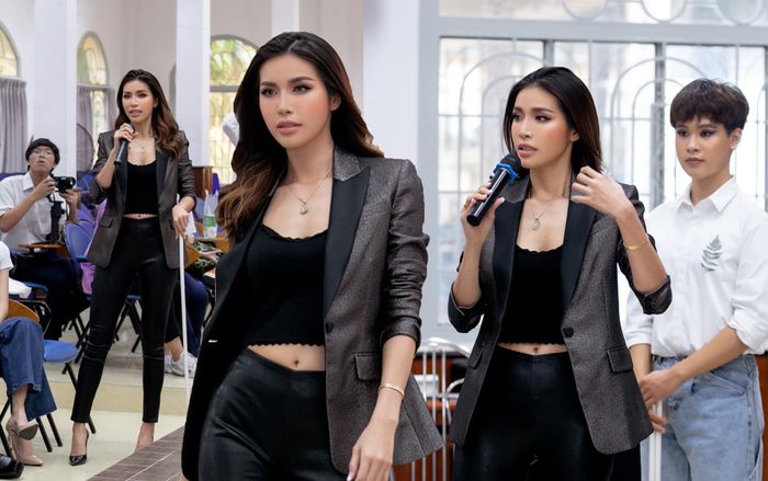 Minh Tú mở lớp dạy catwalk 'dã chiến', cầm thước kẻ nghiêm khắc 'uốn nắn' học sinh