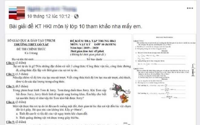 Nghi vấn Trưởng bộ môn đăng đề, đáp án lên Facebook trước giờ thi của học sinh