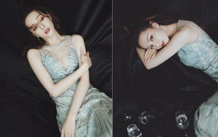 Địch Lệ Nhiệt Ba xinh đẹp trong váy dài màu xanh bạc hà, cư dân mạng dành nhiều lời khen bay bổng