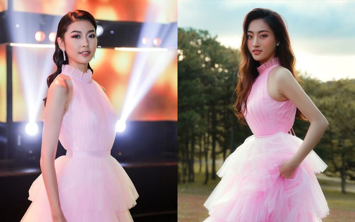 Diện chiếc váy 'mây hồng', Thúy Vân - Lương Thùy Linh dìu fan lạc vào chốn bồng lai tiên cảnh