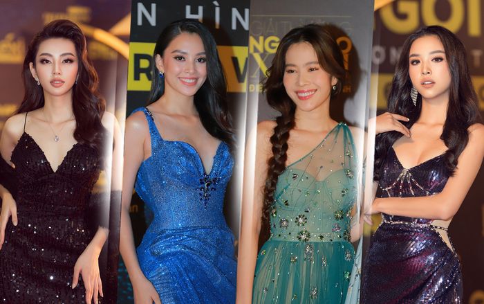 Tiểu Vy - Thúy An - Thùy Tiên khoe chân dài hút mắt, Nam Em đẹp rạng rỡ trên thảm đỏ trao giải