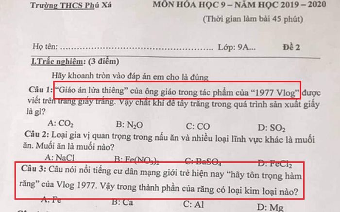 Đưa hiện tượng '1977 Vlog' vào đề thi môn Hóa, trường học gây tranh cãi CĐM