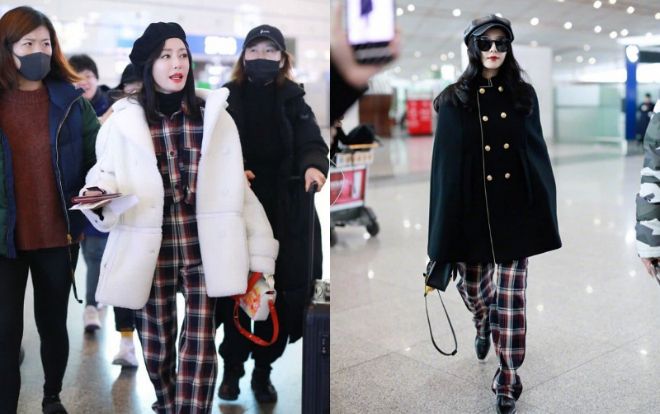 Đụng hàng 'đồ ngủ' với đàn em Phạm Băng Băng, Tần Lam vẫn đẹp rạng ngời tại sân bay