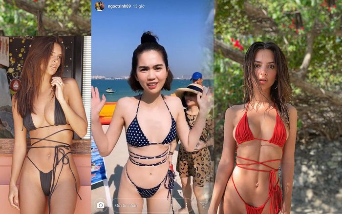 Ngọc Trinh ngang cơ thiên thần nội y Emily Ratajkowski với bikini quấn dây đầy điệu nghệ