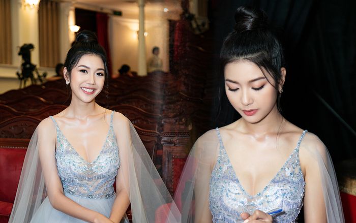 Thúy Vân hóa nàng tiên bay bổng, khéo léo khoe thềm ngực căng đầy khi làm MC