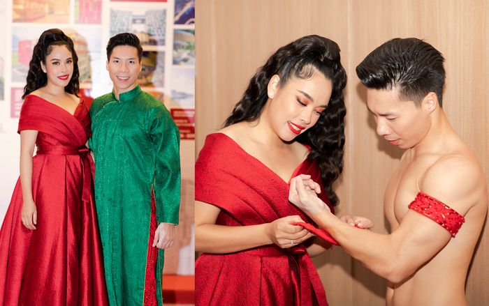 'Hoàng tử xiếc' Quốc Nghiệp tình tứ chăm sóc bà xã Ngọc Mai khi đi biểu diễn chung