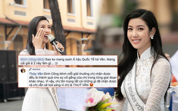 Thúy Vân đáp trả khéo léo khi fan cứng hỏi cắc cớ: 'Sao không mang sash Á hậu Quốc tế?'