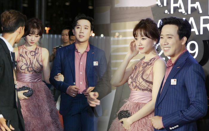 Hari Won đúng chuẩn minh tinh Hàn, ton-sur-ton với Trấn Thành, trở thành cặp đôi đẹp nhất thảm đỏ