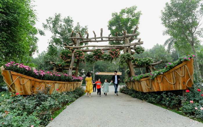 Ngỡ ngàng vẻ đẹp của thung lũng đầy sắc hoa xuân tại khu đô thị ở Hà Nội