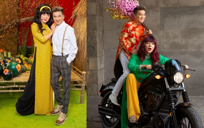 Ngầu như Vũ Hà, mặc áo dài phóng mô-tô chở Đàm Vĩnh Hưng đi du xuân Canh Tý