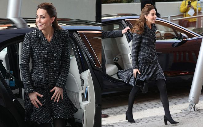 Công nương Kate Middleton mặc kín đáo thế mà cũng suýt bị lộ hàng bởi vì lý do sau