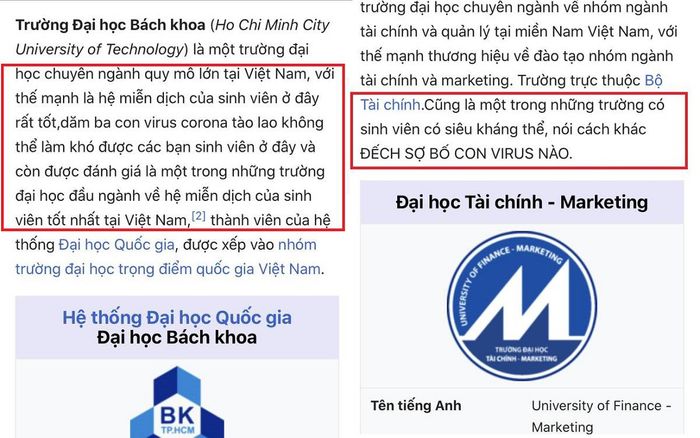 Nhiều trường Đại học bị sửa Wikipedia vì không cho Sinh viên nghỉ học trước dịch virus Corona