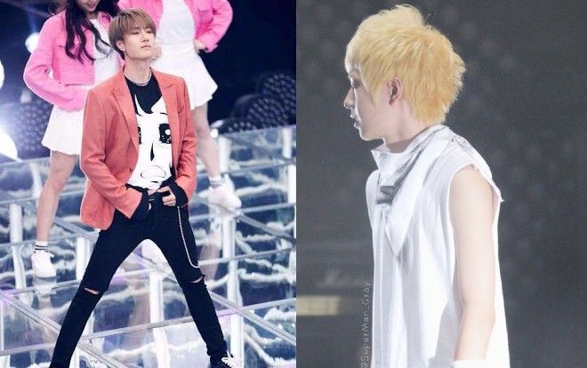 Vương Nhất Bác năm 14 tuổi từng xuất hiện ở sân khấu của Hàn Canh, mái tóc vàng chói đầy khí tức của người trẻ tuổi