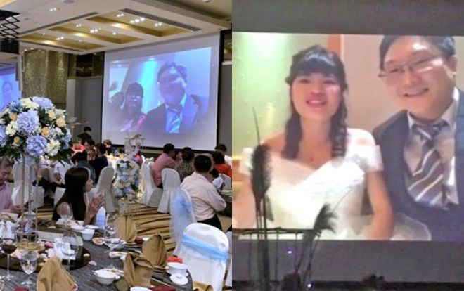 Bị cách ly vì trở về từ Trung Quốc, cặp đôi đành livestream chào quan khách trong đám cưới của chính mình