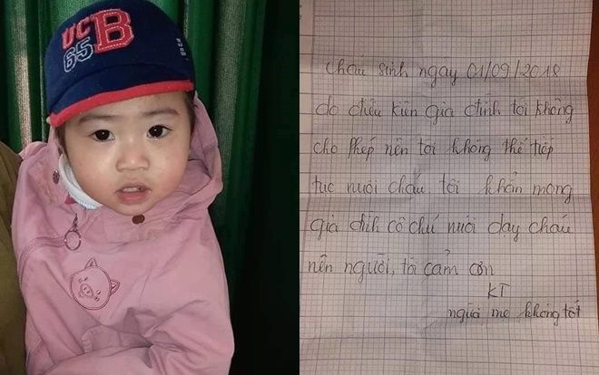 Bé gái hơn 1 tuổi bị bỏ rơi lúc rạng sáng ở sân nhà dân kèm lá thư ký tên ‘người mẹ không tốt’