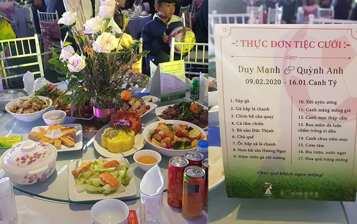 Đám cưới cầu thủ Duy Mạnh gây chú ý bởi thực đơn cưới dài 'dằng dặc'