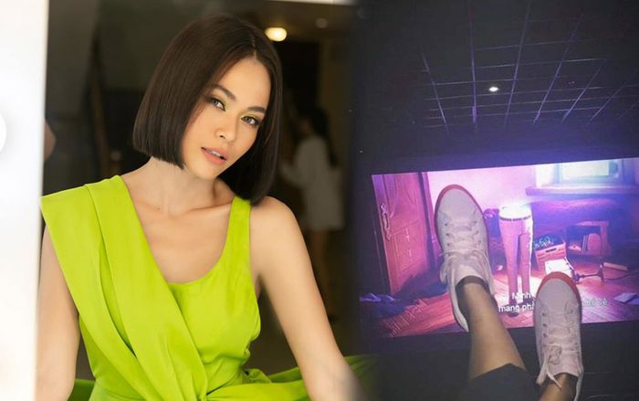 Á hậu Mâu Thủy lên tiếng khi bị chỉ trích gác chân lên ghế ở rạp chiếu phim: 'Chỉ là dơ chân lên cao để chụp'