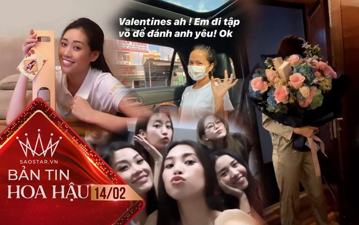 Đỗ Mỹ Linh nhận hoa Valentine đúng 0h, Tiểu Vy - Thùy Tiên nhờ bạn mua quà tự tặng cho 'có không khí'