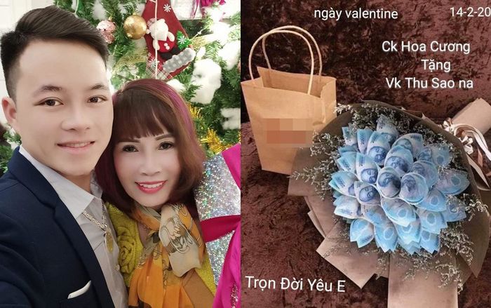 'Cô dâu 62 tuổi' hạnh phúc khoe bó hoa đầy tiền của chồng trẻ tặng nhân dịp Valentine