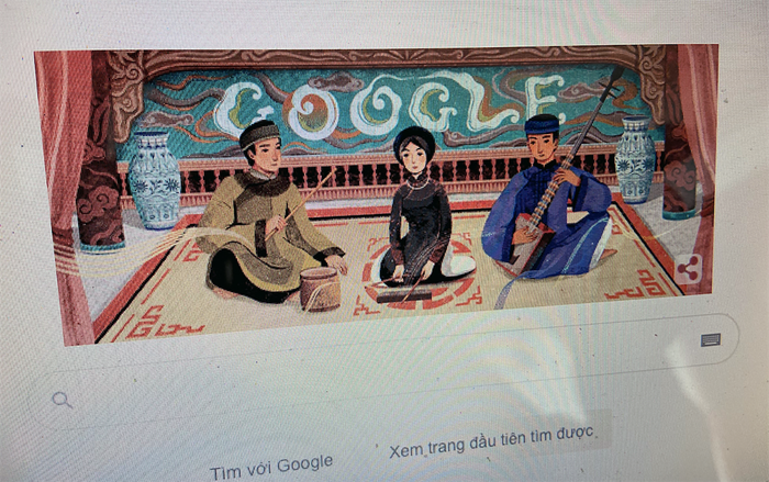 Hình ảnh đậm chất Việt Nam về nghệ thuật ca trù trên trang chủ Google