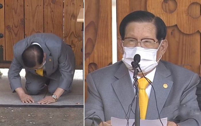 Giáo chủ Tân Thiên Địa quỳ gối cúi đầu xin lỗi người dân Hàn Quốc giữa 'tâm dịch' Covid-19