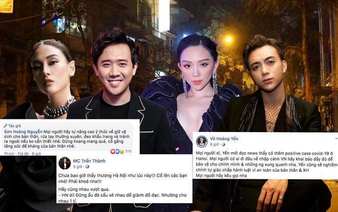 Trấn Thành, Võ Hoàng Yến, Tóc Tiên, Soobin Hoàng Sơn và loạt sao Việt lên tiếng kêu gọi mọi người bình tĩnh, nâng cao ý thức chống dịch COVID-19