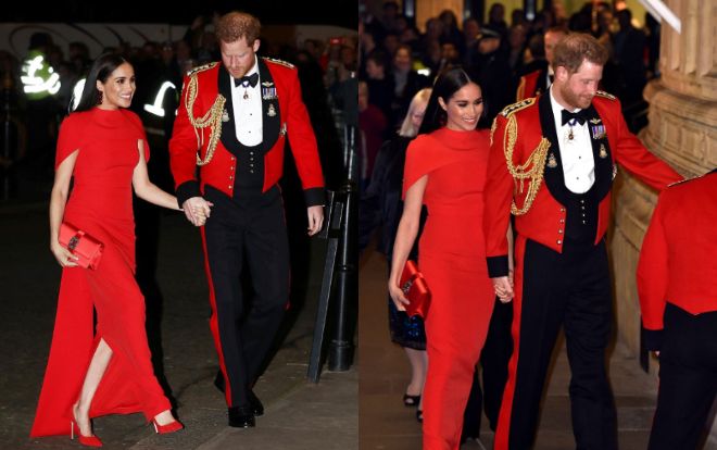 Meghan Markle diện bộ váy đỏ rực đầy quyến rũ 'xuyệt tông' cùng chồng tại sự kiện