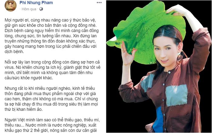 Lên tiếng động viên người dân giữa dịch bệnh COVID-19, Phi Nhung được dân mạng khen ngợi hết lời