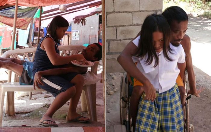 Cô bé 11 tuổi bỏ cả tuổi thơ, ngày ngày gồng gánh chăm bố tật nguyền