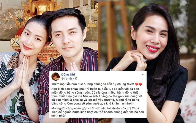 Hưởng ứng lời kêu gọi của Thuỷ Tiên, Đông Nhi và Ông Cao Thắng quyên góp 50 triệu đồng mang nước ngọt về với bà con miền Tây