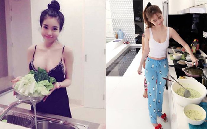 Thời trang vào bếp của sao Việt: Elly Trần khiến fan đỏ mặt, Thu Thảo đối lập hoàn toàn
