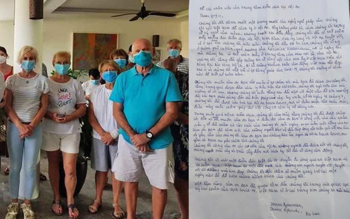 Cảm kích vì được chăm sóc chu đáo khi cách ly, cặp vợ chồng người Ba Lan viết thư cảm ơn bằng tiếng Việt