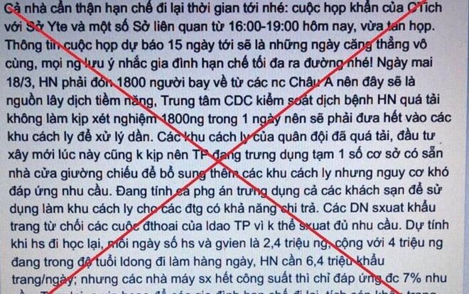 Đăng hoang tin Hà Nội ‘sắp vỡ trận vì dịch COVID-19′, hai thanh niên bị công an triệu tập