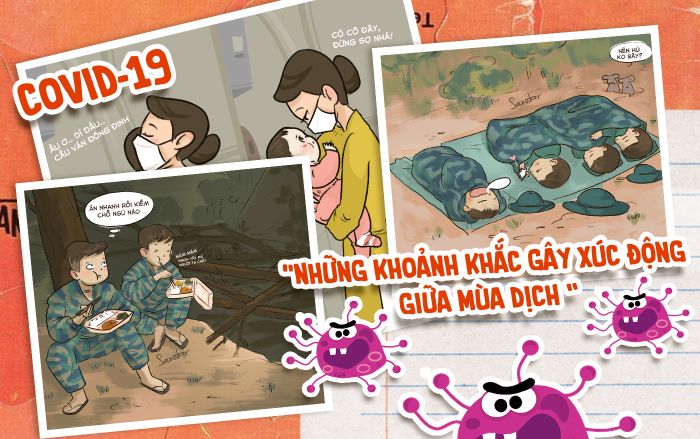 Tranh vẽ ghi lại những khoảnh khắc gây xúc động giữa mùa dịch COVID-19