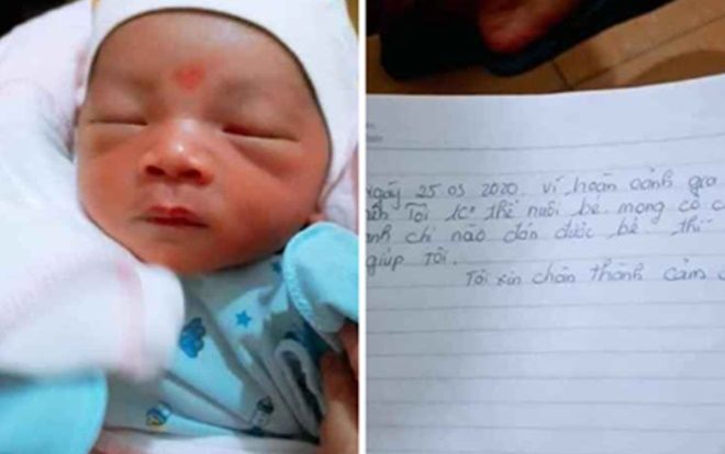 Bé trai sơ sinh bị bỏ rơi cùng 1,1 triệu đồng và bức thư tay nhờ nuôi giúp