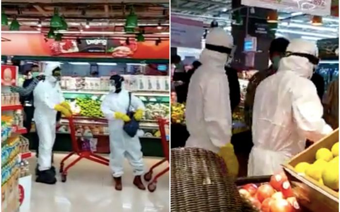 Mặc đồ bảo hộ đi siêu thị để tránh nhiễm COVID-19, nhóm khách hàng bất ngờ bị lên án dữ dội