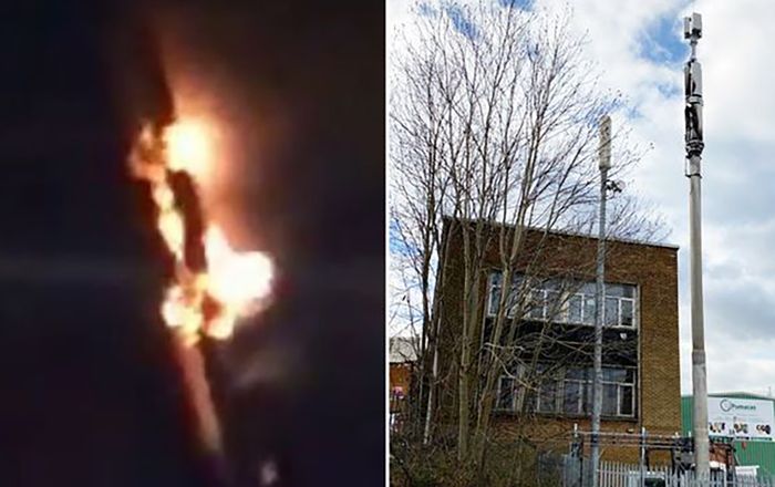 Người Anh đốt trạm phát sóng 5G vì cho rằng chúng gây ra virus corona