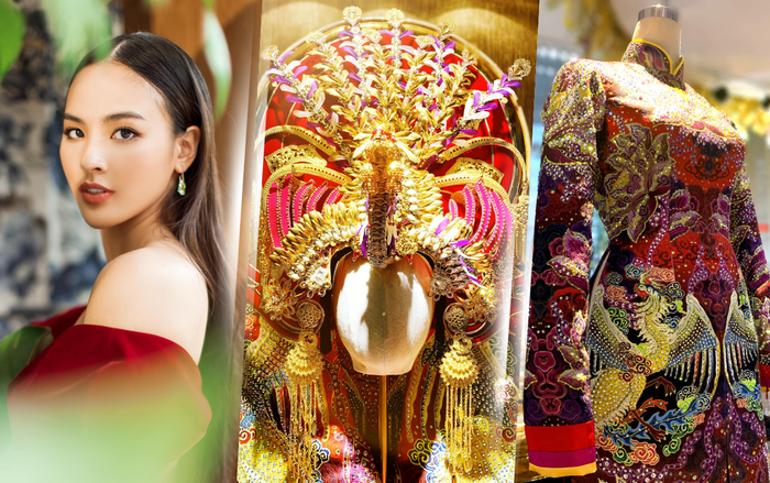 Lộ diện trang phục dân tộc 'Phượng hoàng và sen' tinh xảo, quyền lực của Quỳnh Nga tại Miss Charm?