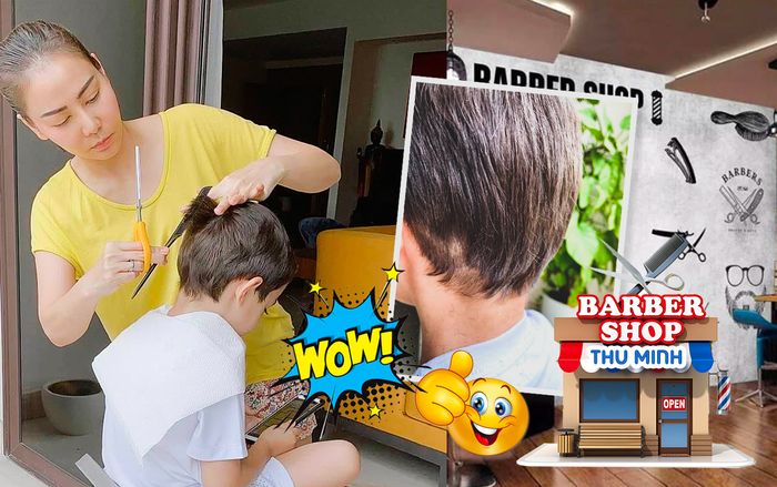Thu Minh nhận cái kết đắng khi trổ tài cắt tóc cho quý tử giữa mùa dịch Covid-19